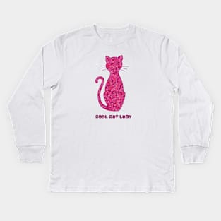 Cool Cat Lady Kids Long Sleeve T-Shirt